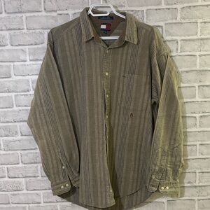 Tommy Hilfiger Brown and blue Button-Up long sleeve Shirt, size xl